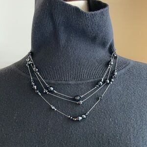 Multi Strand Jet Necklace Black